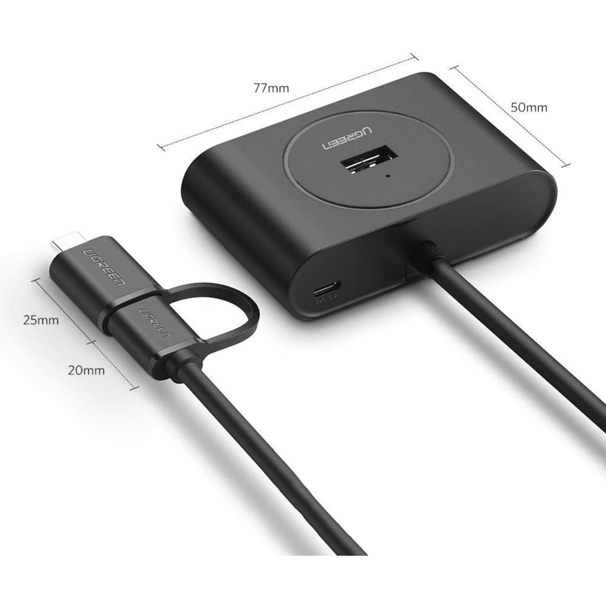 UGREEN 2-in-1 4-Port USB 3.0 to USB-C and USB-A with 5Gbps Data Speed and OTG Function Compatible (1M) - Black