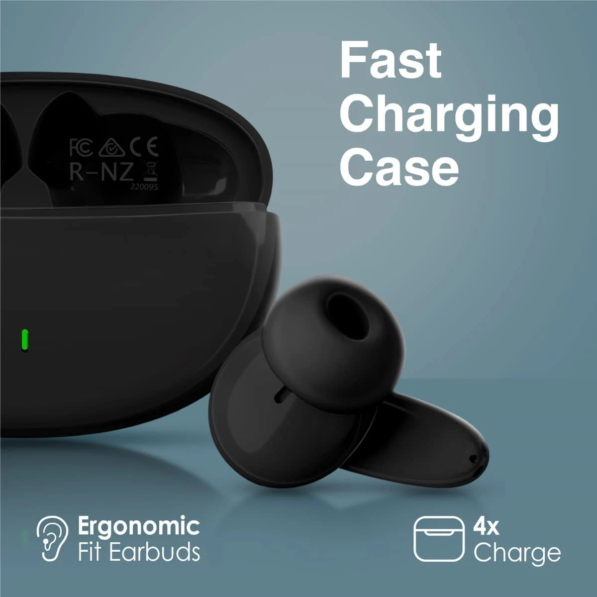 Promate True Wireless Earbuds Bluetooth v5.1 w/ Mic IPX5 Water Resistance 20H Playback Time - Black