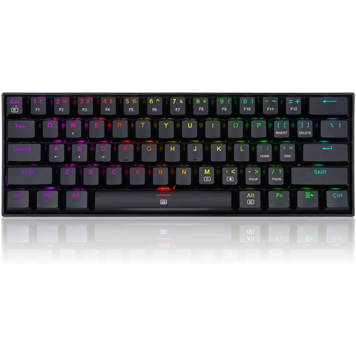 Redragon K630 Dragonborn 60% Wired RGB Gaming Keyboard, 61 Keys Compact Mechanical Keyboard with Linear RED Switch, Pro Driver Support, Black