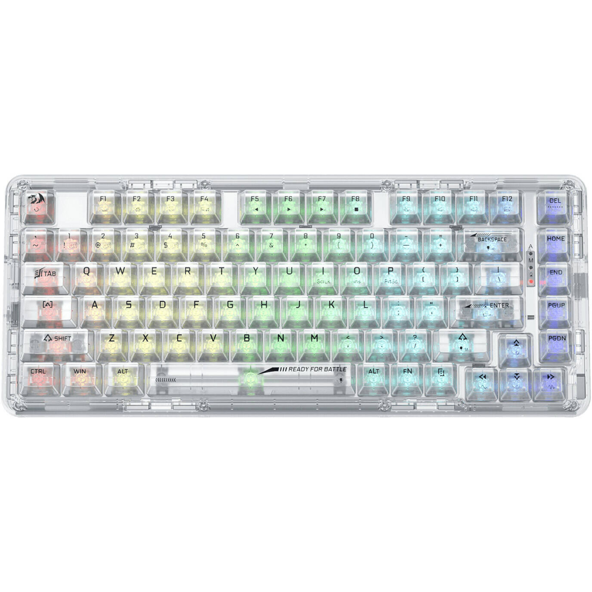 Redragon Elf Pro K649 Gasket 78% 82-Keys Mechanical Gaming Keyboard, Transparent Linear Switch, Hot-Swappable, USB-C Wired, BT 3.0/5.0 & 2.4Ghz Connectivity, 3000mAh Battery, White | K649CT-RGB-PRO
