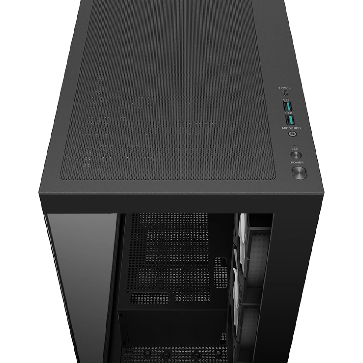 DeepCool CG580 4F Panoramic ATX Mid-Tower Case 4x Pre Installed Fans Single Chamber, Support Back Connectors & Up to 2x 360mm Radiators, Front 2x USB3.0 , Black