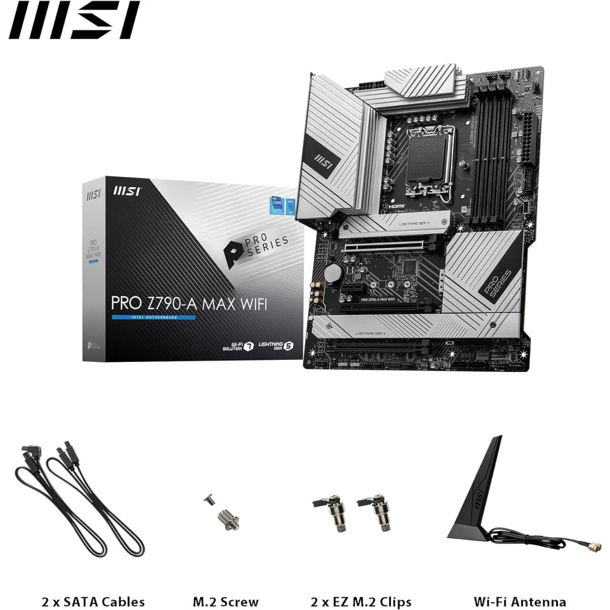 MSI PRO Z790-A MAX WiFi 7 ProSeries DDR5 Supports 14th/13th Gen LGA 1700 PCIe 5.0 2.5Gbps LAN USB 3.2 Gen2 Mainboard