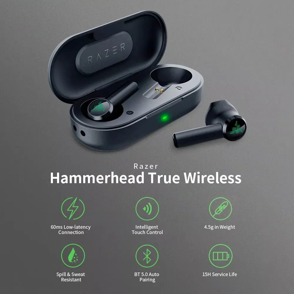 Razer Hammerhead True Wireless - Gaming Earbuds - Water Resistant Design