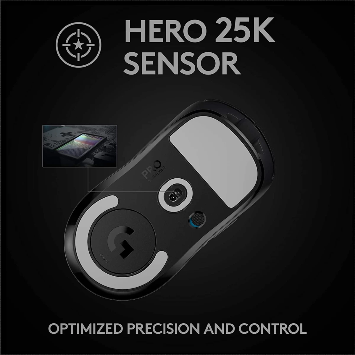 Logitech G PRO X SUPERLIGHT Wireless Ultra-Lightweight 63 grams HERO 25K Sensor 25,600 DPI 5 Buttons - Black