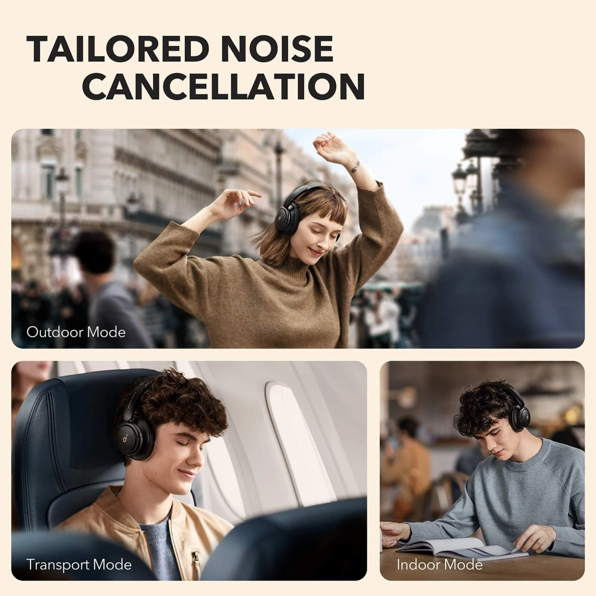 Anker soundcore Life Q30, Hybrid Active Noise Cancelling Headphones with Multiple Modes, Hi-Res Sound, Custom EQ via App, 50H Playtime, Comfortable Fit, Bluetooth, Multipoint Connection - Black