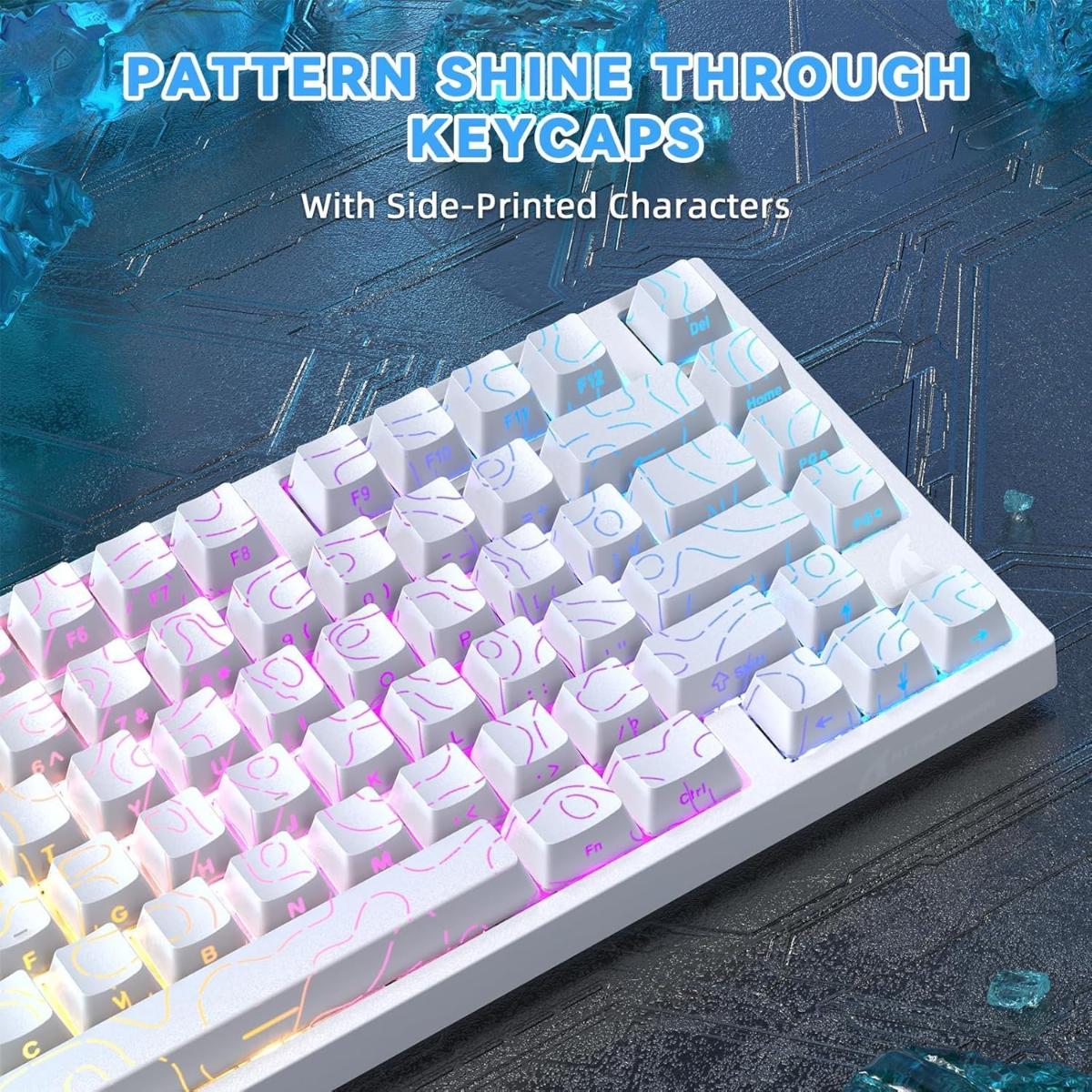 ATTACK SHARK R82HE Rapid Trigger Wired Mechanical Gaming Keyboard TKL NKRO with 8K Polling,0.005mm RT Accuracy,256K Scan Rate,5 Layer Sound Damped,Hall Effect Magnetic Switch for PC Mac(White Contour)
