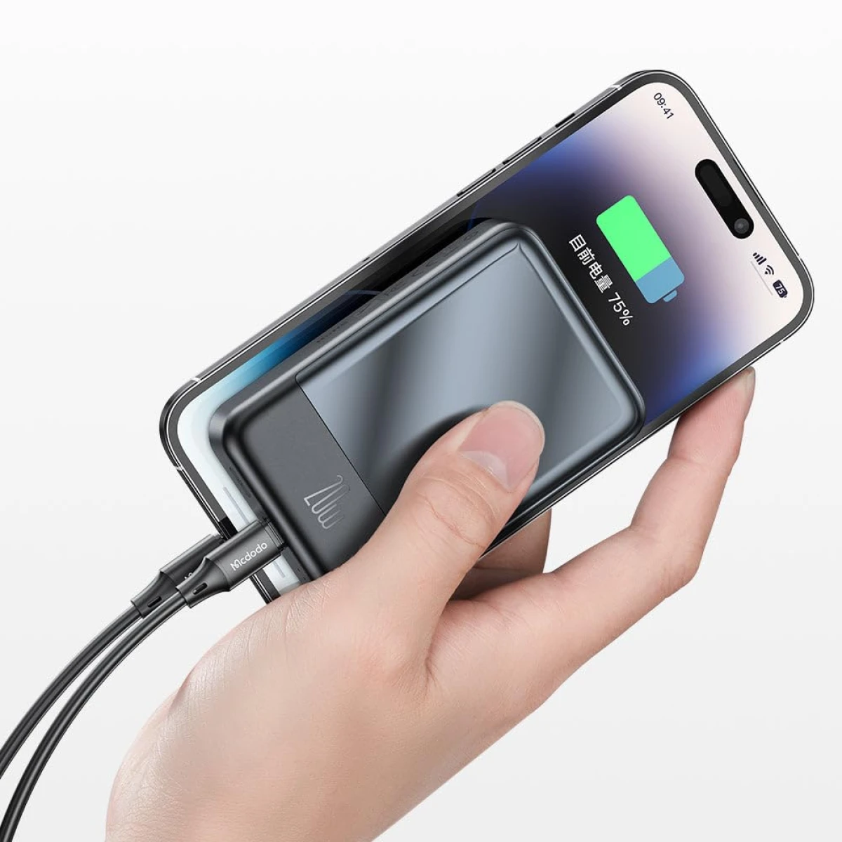 Mcdodo MC-510 20W Magnetic Wireless Charging 10000MAH Power Bank with Phone Stand - Black