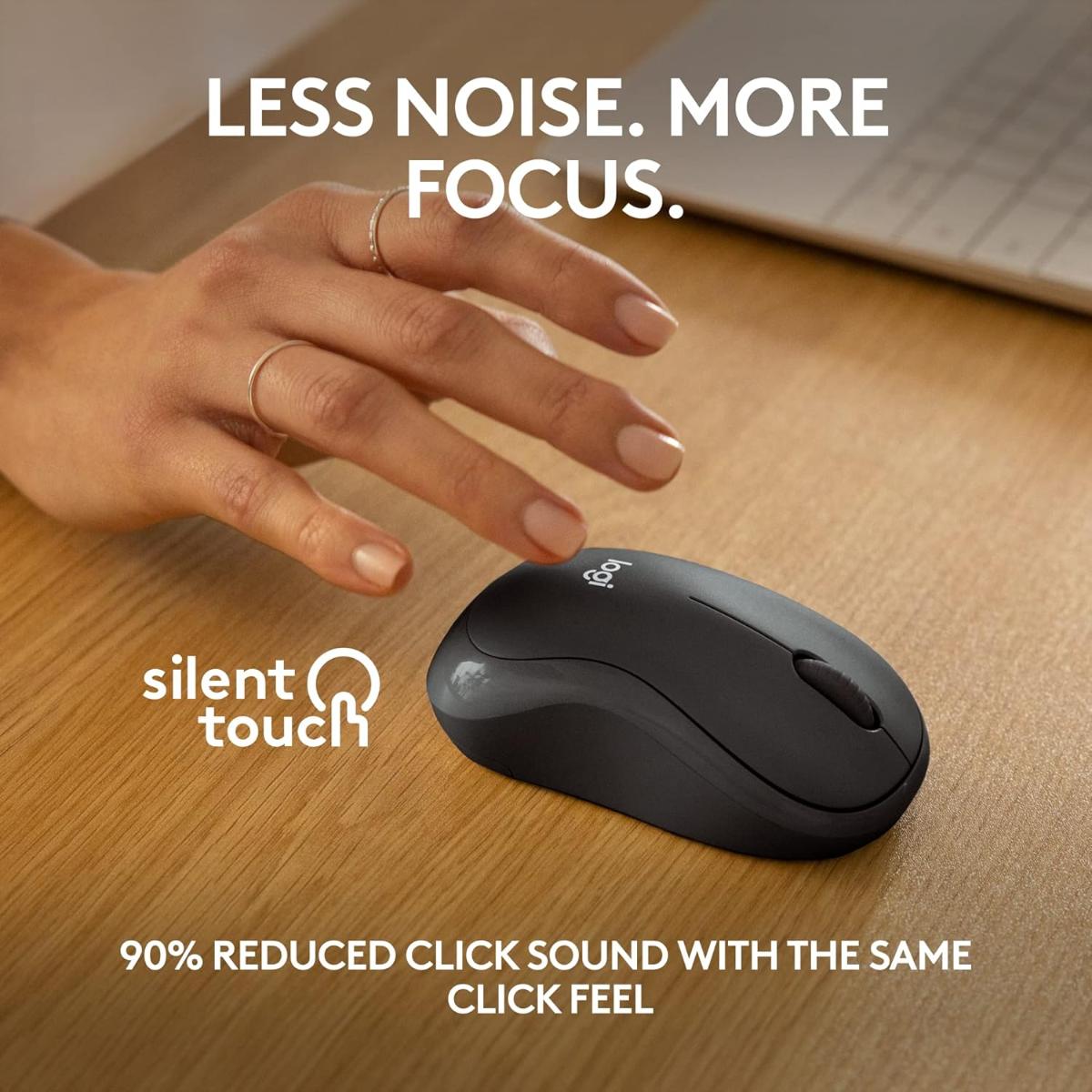 Logitech M240 Silent Bluetooth Mouse, Wireless, Compact, Portable, Smooth Tracking, 18-Month Battery, for Windows, macOS, ChromeOS, Compatible with PC, Mac, Laptop, Tablets-Black