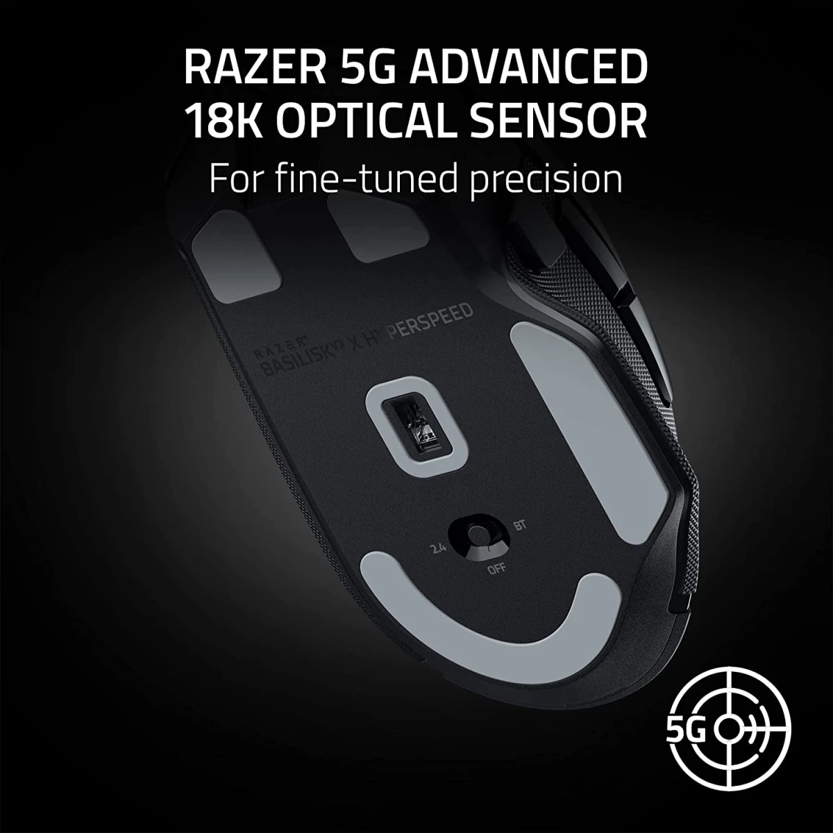 Razer Basilisk V3 X Wireless HyperSpeed 5G Advanced 18K Optical Sensor Customizable Wireless Iconic Ergonomic Form with 9 Customisable Controls Chroma
