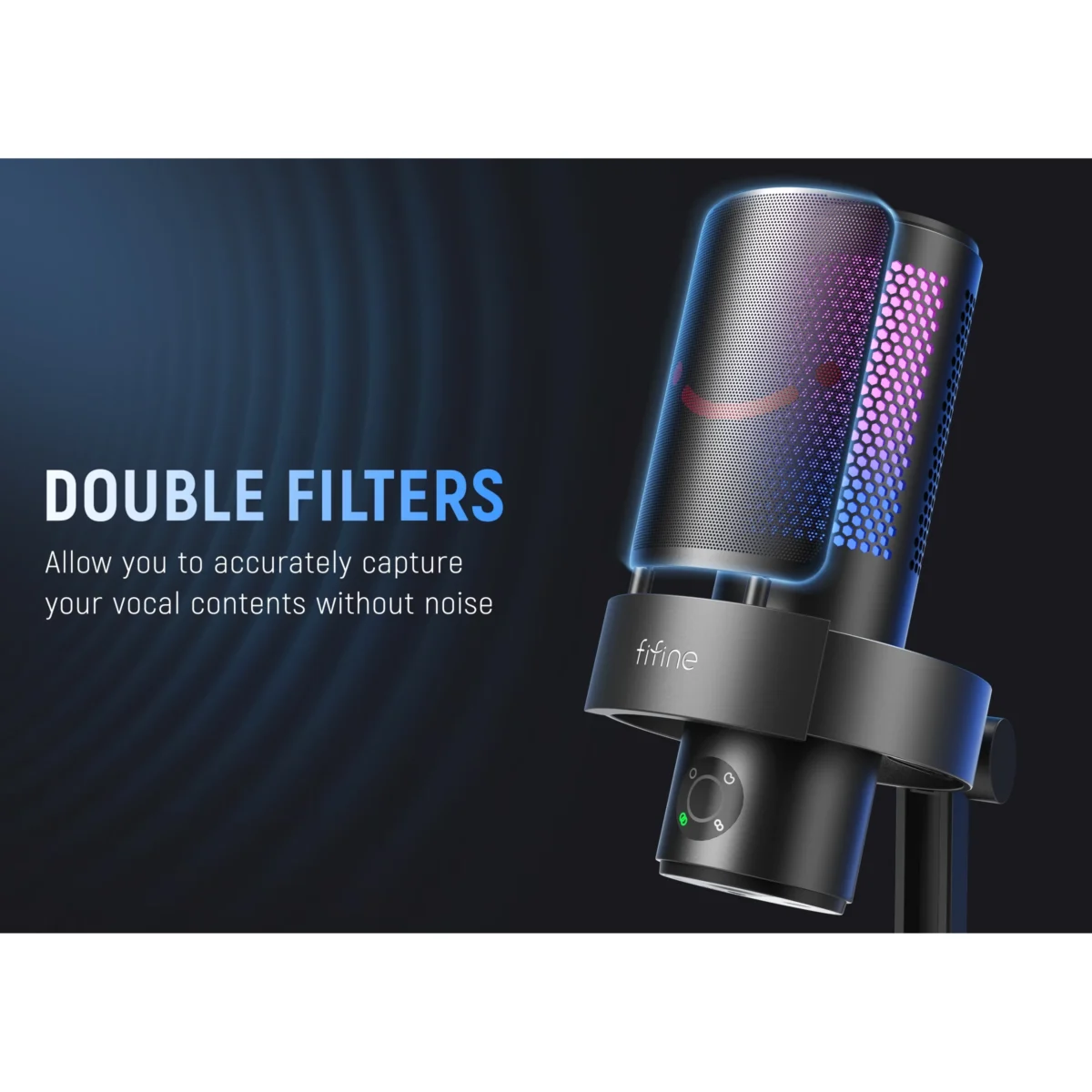 FIFINE A9 AMPLIGAME RGB Omnidirectional Condenser Microphone with Built-In Volume Controls and Pick Up Pattern Switch for Voice Recording, Streaming, and Broadcast hover