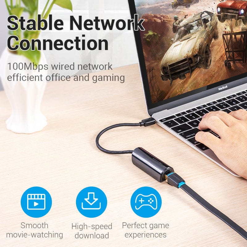 Vention USB-C to 100M Ethernet Adapter 0.15M Black