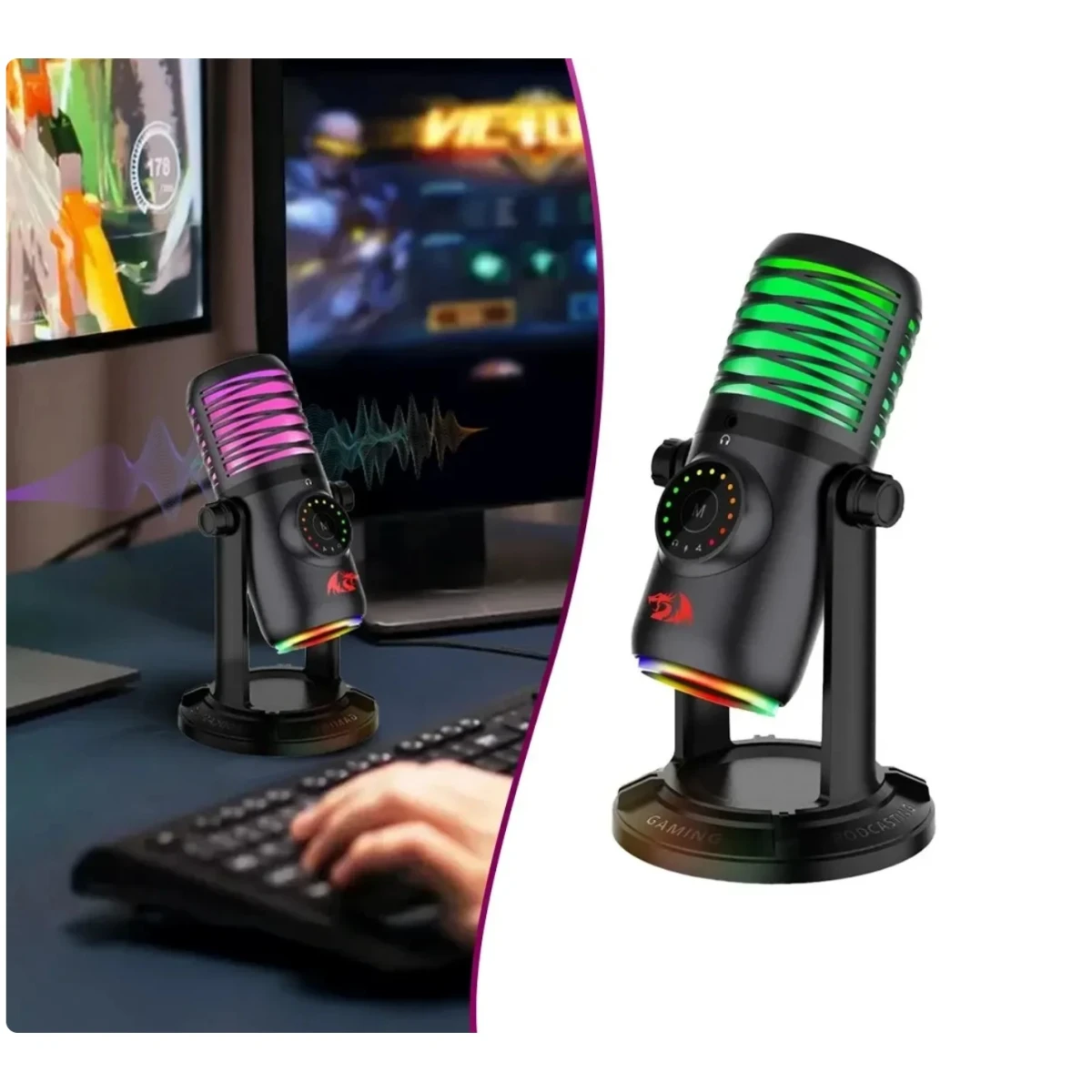 Redragon Stellaris GM306 RGB Microphone Gaming, live streaming, podcasting, and recording high-quality audio