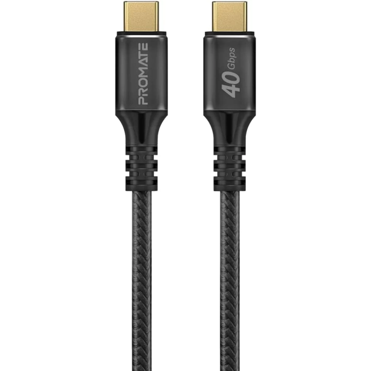 Promate PowerBolt240-2M USB-C Cable Ultra-Fast 240W Power Delivery Thunderbolt 3 w/ 8K Display Nylon Braided 2M Cord & 40Gbps Transfer Speed - Black
