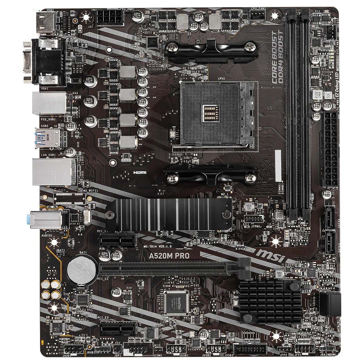 MSI A520M PRO Gaming AMD A520 (Ryzen AM4) Micro ATX Motherboard with M.2 Slot USB 3.2 Gen 2 Type-A