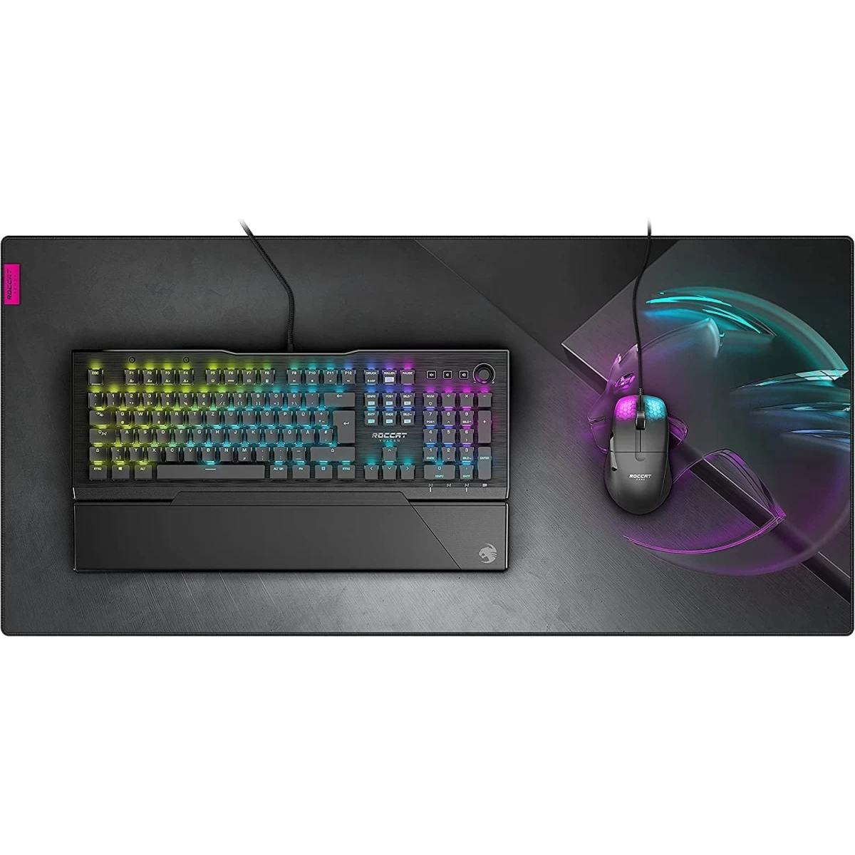 ROCCAT Sense Icon XXL PC Gaming Mousepad Non-Slip Rubber Backed Custom Art Durable Resin-Treated Cloth Surface Low-Profile Stitched Edges, Black