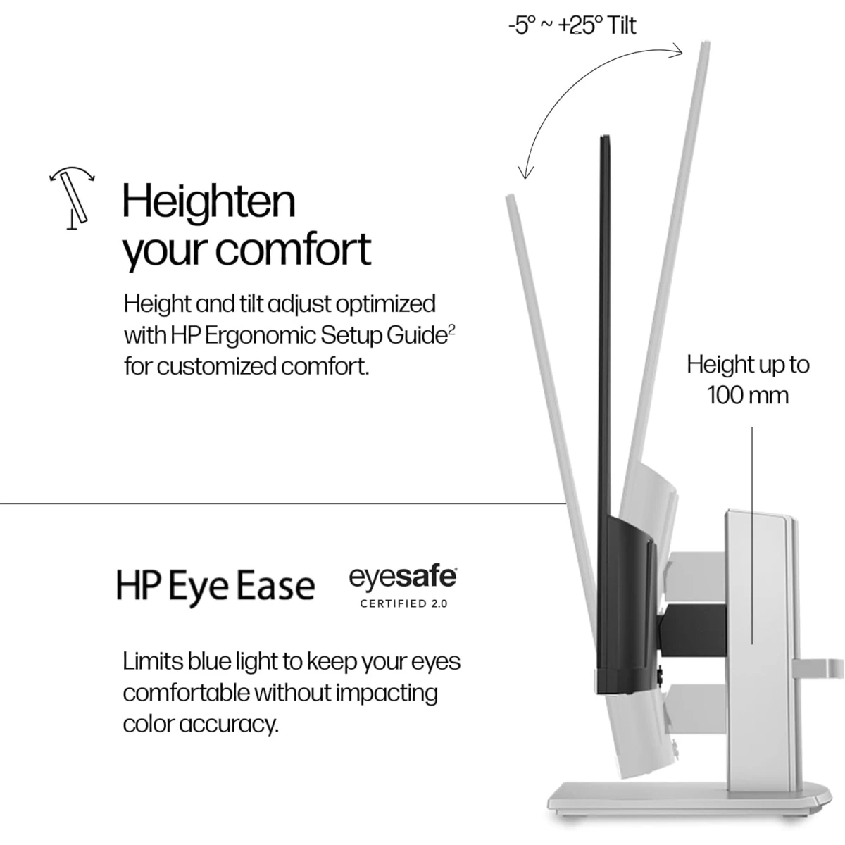 HP 527sh 27" Ultraslim IPS Full HD 100Hz True-Color Low-Blue Light Filter w/ 99% sRGB 300 nits & High Adjustable High Stand - Silver & Black