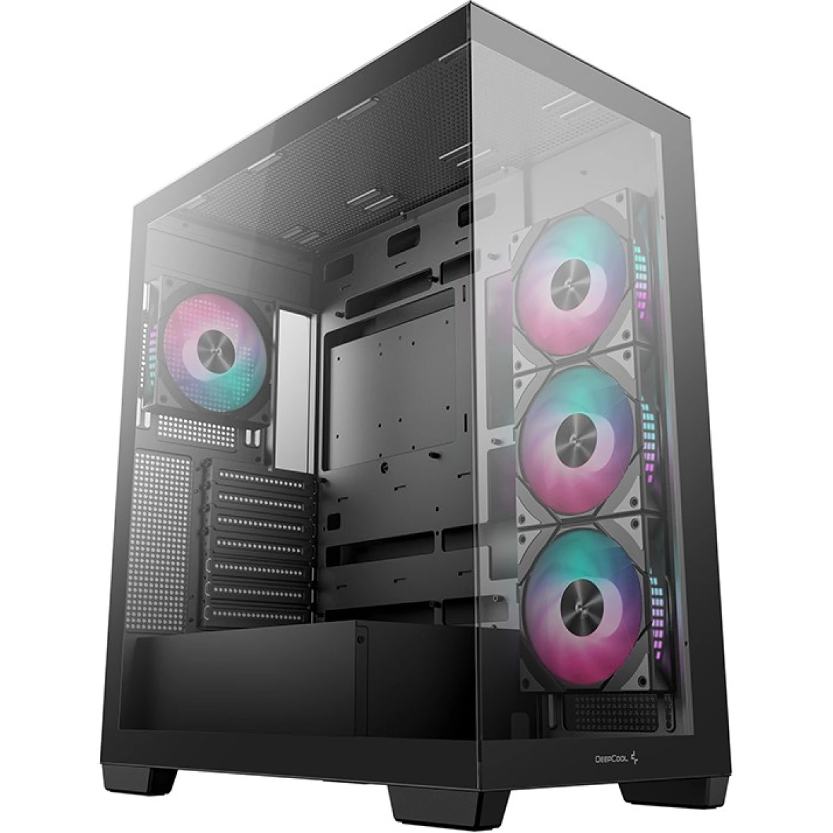 DeepCool CG580 4F Panoramic ATX Mid-Tower Case 4x Pre Installed Fans Single Chamber, Support Back Connectors & Up to 2x 360mm Radiators, Front 2x USB3.0 , Black