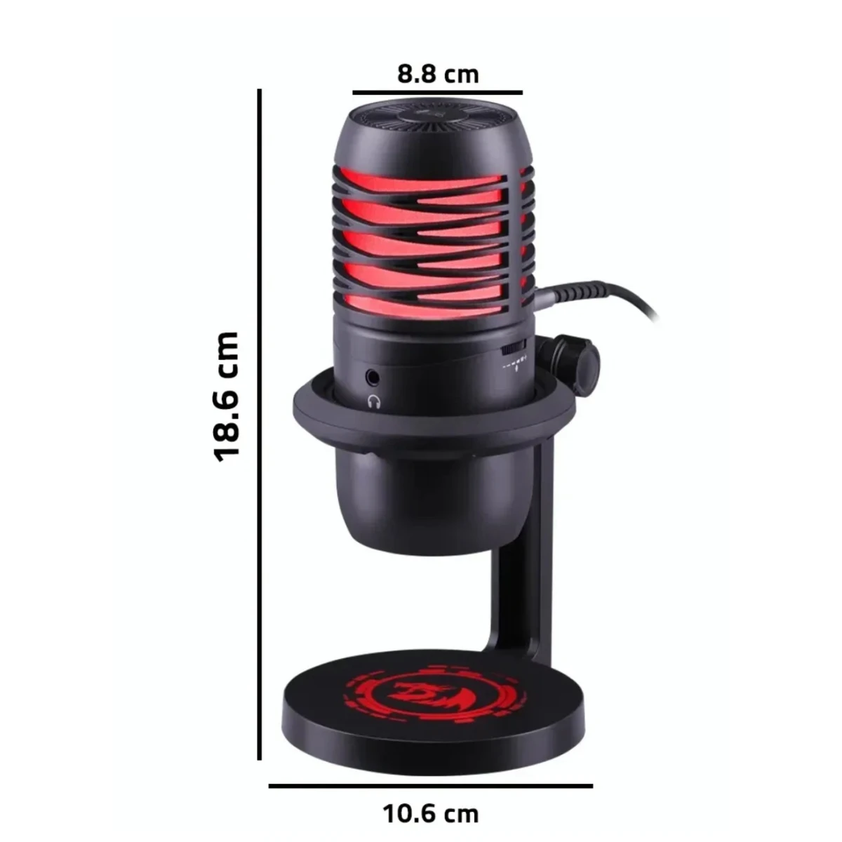 Redragon Nebula GM211 Gaming Stream USB Microphone, Cardioid Polar Pattern, Adjustable Tripod & Shock Mount, 192kHz/24-Bit, RGB Lighting, Volume Control & Mute Button, Black