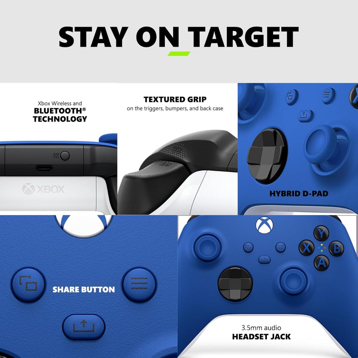 XBOX Wireless Gaming Controller Shock Blue Play on Xbox, Windows, Android, iOS, FireTV Sticks, Smart TVs, VR Headsets