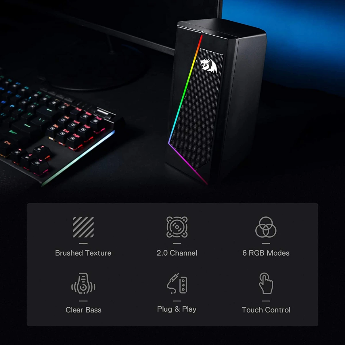 Redragon GS520 Anvil RGB Speakers USB Powered w/ 3.5mm Cable