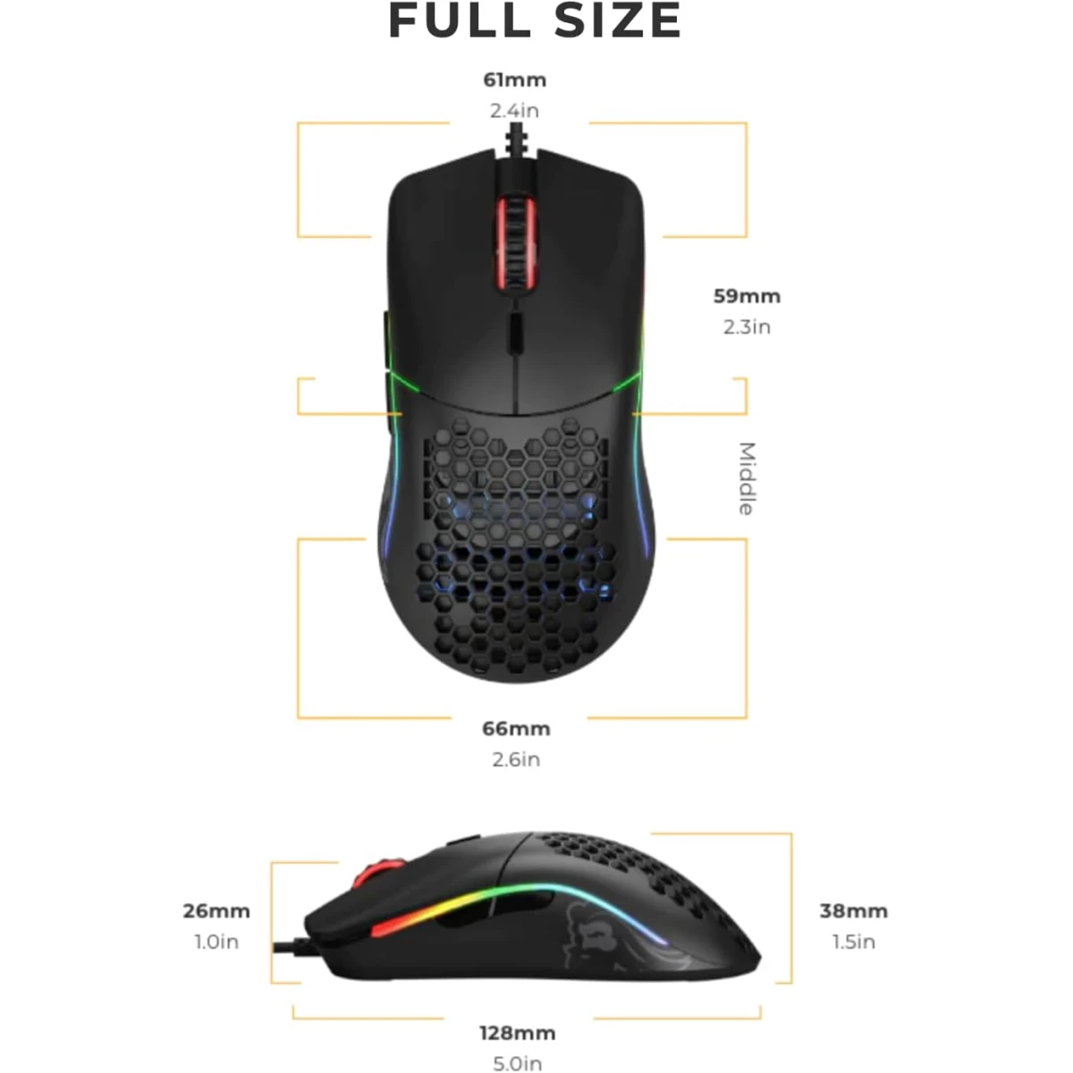 Glorious Model D 68G Superlight Honeycomb Mouse RGB USB Mouse - Matte Black