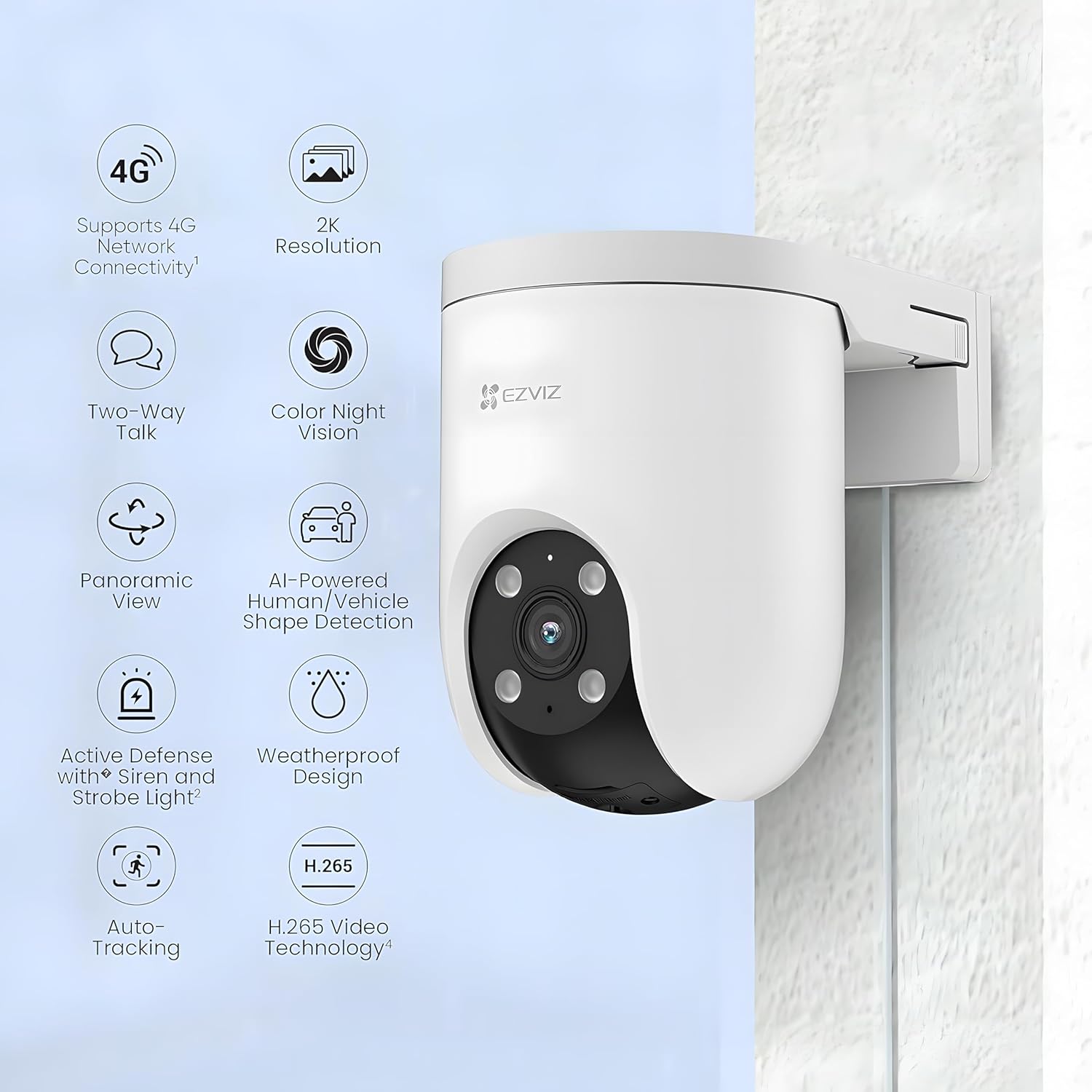EZVIZ H8C 2304 * 1296 (3MP) 1296p 4G Wireless Camera, 2K Resolution, Ai Powered Human Detection, Color in Night, Two Way Talk, Weatherproof Design, All Sim Support hover