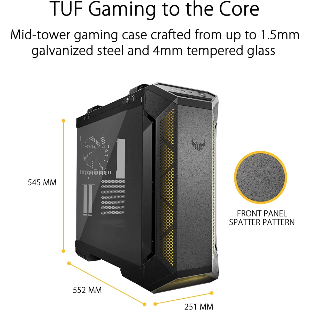 ASUS TUF Gaming GT 501 Mid-Tower Case for up to EATX Motherboards with USB 3.0 Front Panel Cases w/ Handle - Gray