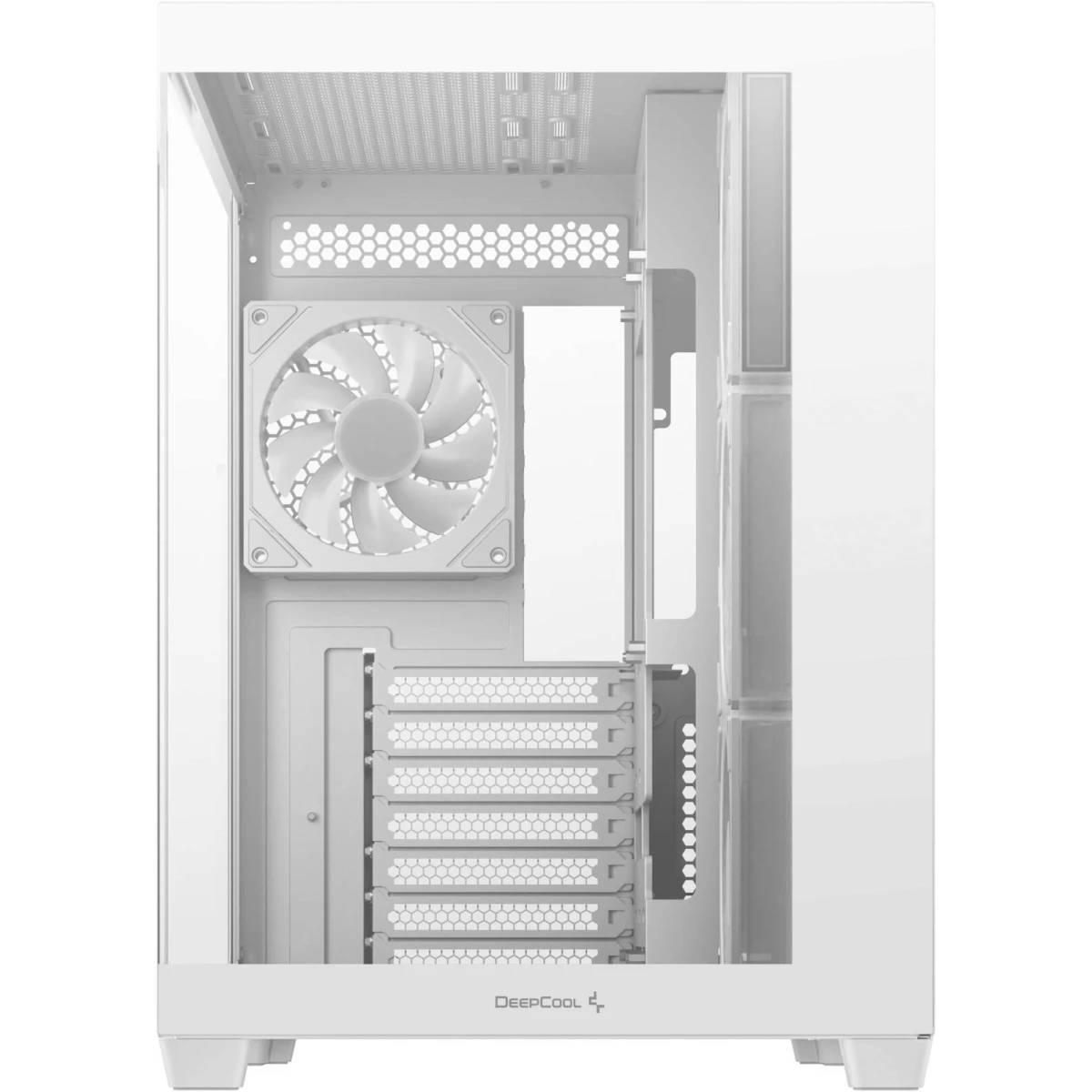 DeepCool CG530 4F Panoramic ATX Mid-Tower Case 4x Pre Installed Fans Dual Chamber, Support Back Connectors & Up to 2x 360mm +280mm Radiators, Front 2x USB3.0 , White