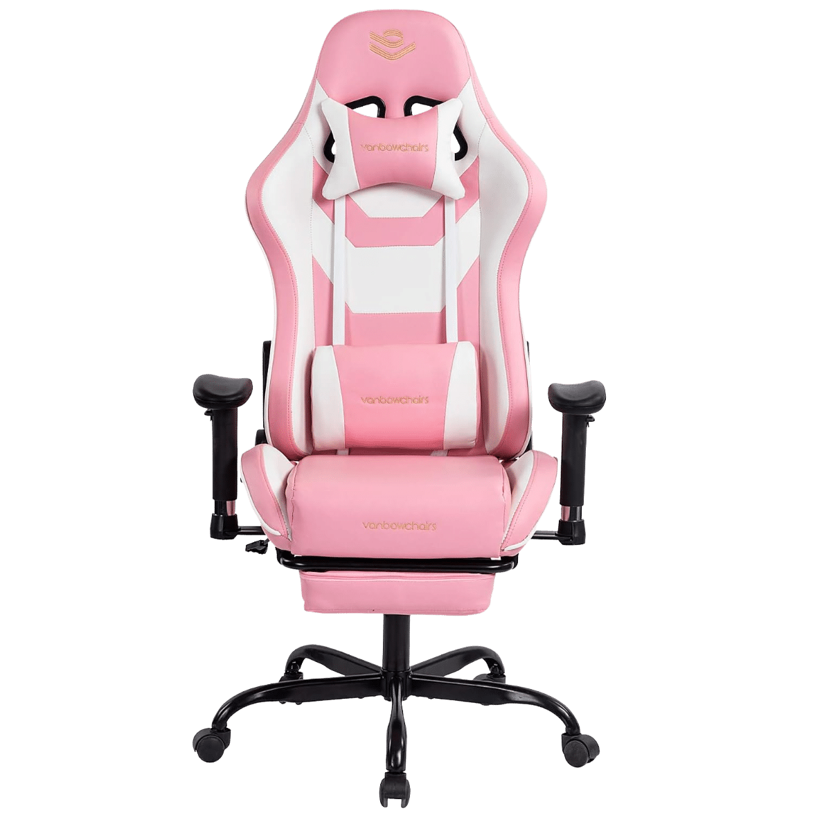 Gaming Chair, Office Chair with Footrest, Ergonomic Gaming Chair, PC Gamer Racing Chair, Adjustable Armrest, Swivel Chair, Massage Lumbar Support, PU Leather-Pink