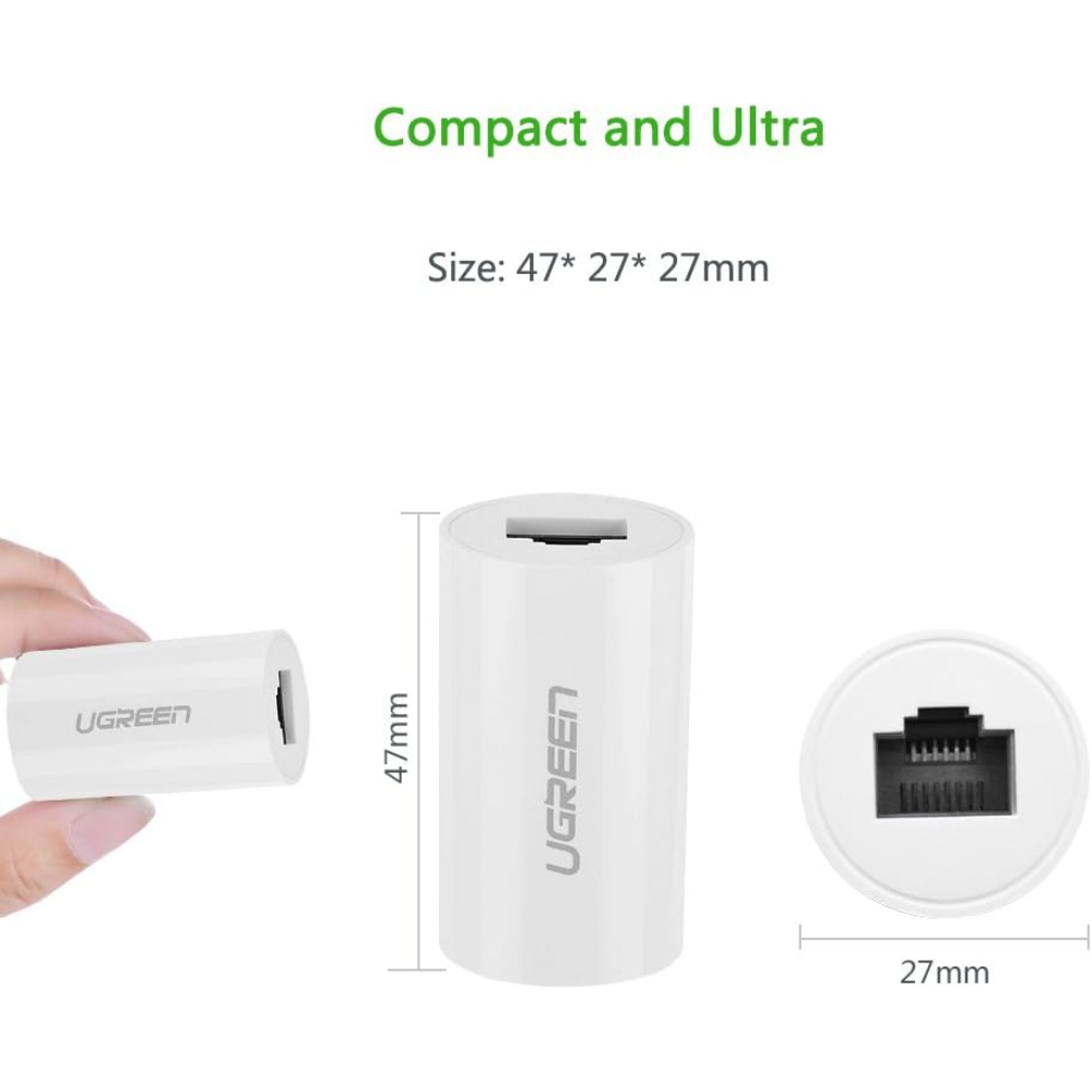 UGREEN RJ45 Coupler Cat7 Cat6 Cat5e Ethernet Cable Extender Female to Female Coupler with Lightning Protection hover