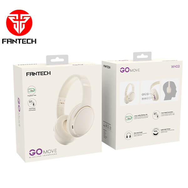 FANTECH WH03 GO MOVE BLUETOOTH 5.0 WIRELESS HEADPHONE DUAL CONNECTION - BEIGE