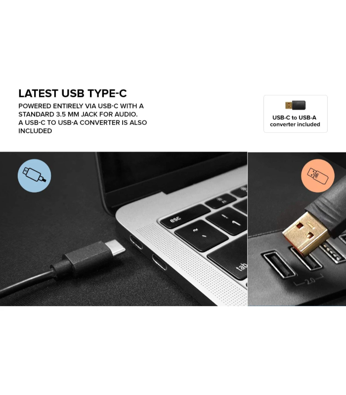 Creative Pebble V2 Minimalistic 2.0 USB-C Powered 3.5 mm AUX-in Up to 8W RMS Type-A Adapter Included & Extended Cable - Black