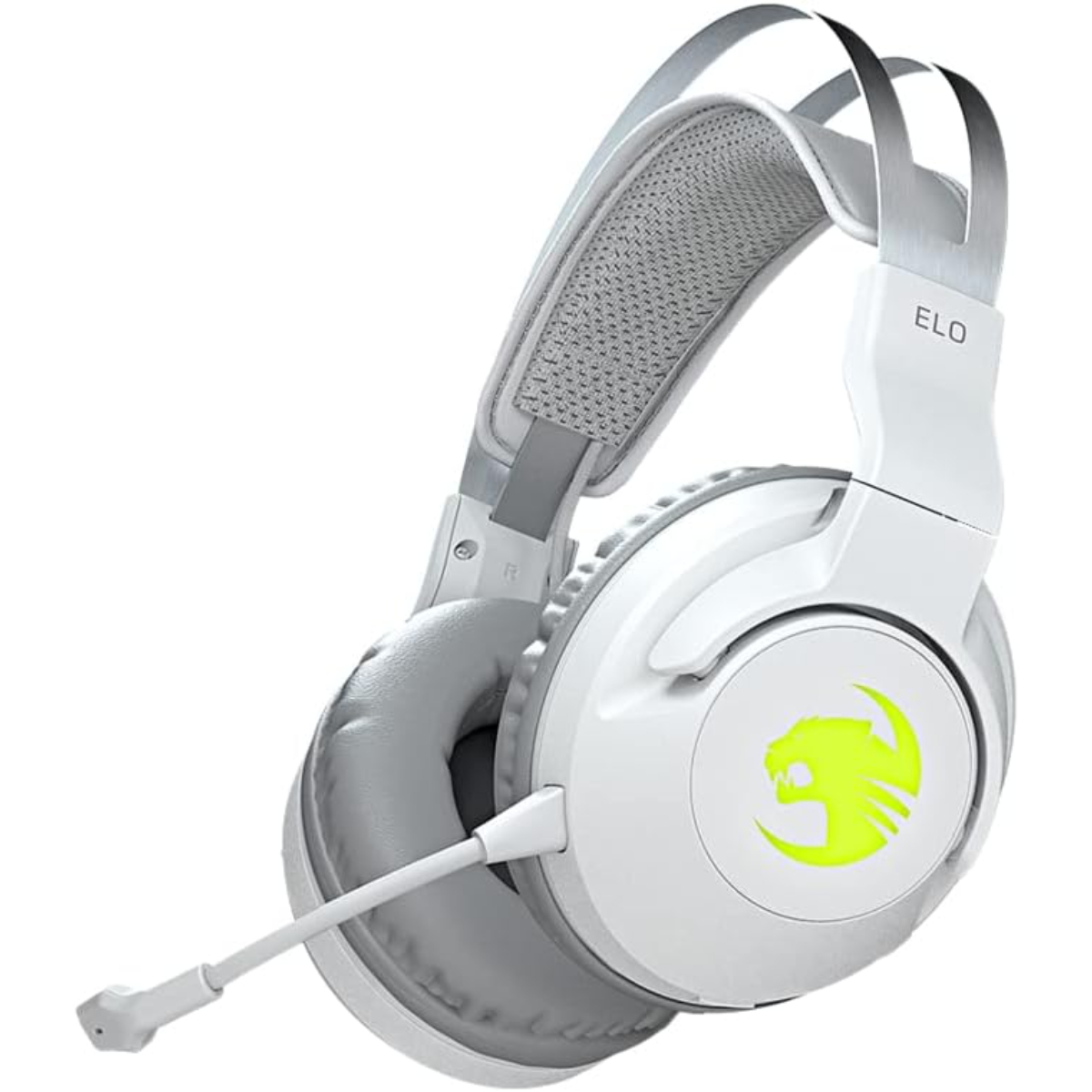 ROCCAT Elo 7.1 Air PC Wireless Gaming Headset, Surround Sound Headphones with Detachable Noise Cancelling Microphone, 50mm Drivers, 24 Hr Battery Life, RGB Lighting,White