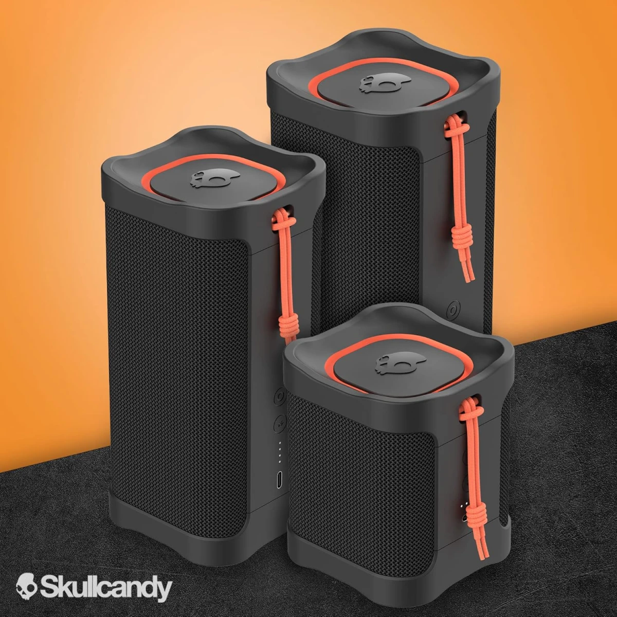 Skullcandy Terrain Mini Wireless Bluetooth Speaker - IPX7 Waterproof Portable with Dual Custom Passive Radiators, 14 Hour Battery, Nylon Wrist Wrap, & True Stereo - Black