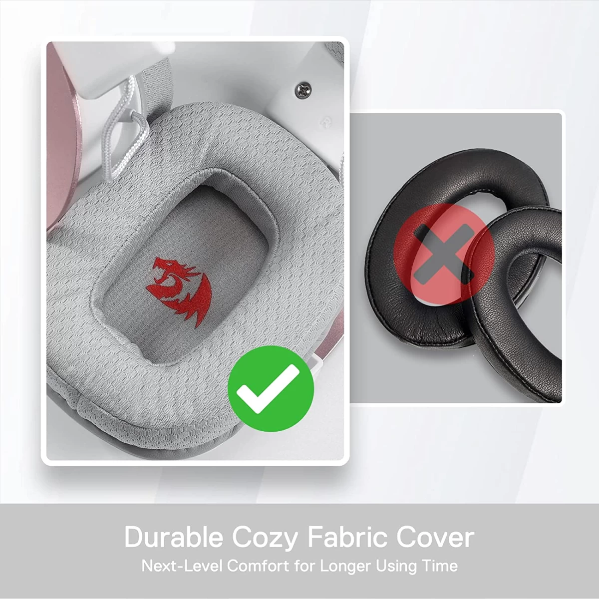 Redragon H510 Zeus-X RGB 7.1 Surround Sound 53MM Drivers Memory Foam Ear Pads w/Durable Fabric Cover - White