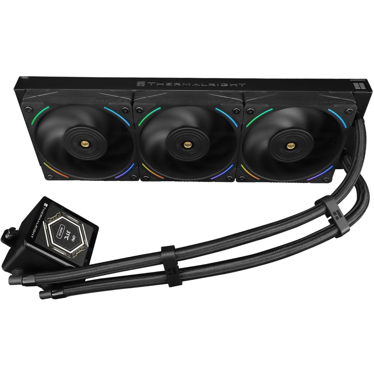 Thermalright Frozen Vision 360 Liquid Cooler with 3x 12cm PWM Fan 2.88" Square Image IPS LCD Display For AMD/Intel - Black
