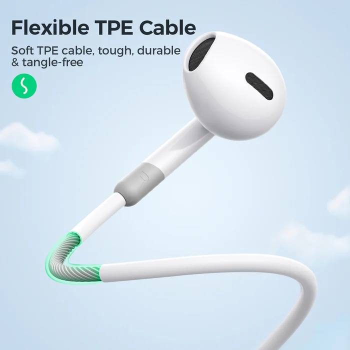 JOYROOM JR-EW01 Wired Series Half In-Ear Wired Earphones-White