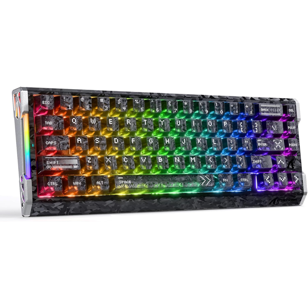 ATTACK SHARK R68 HE 60% Wired Rapid Trigger 8K Mechanical RGB Gaming Keyboard with 0.005mm Accuracy,0.08ms Latency,256K Scan,Hall Effect Magnetic Switch,Carbon Fiber+CNC Aluminum Alloy for PC FPS(Ink)