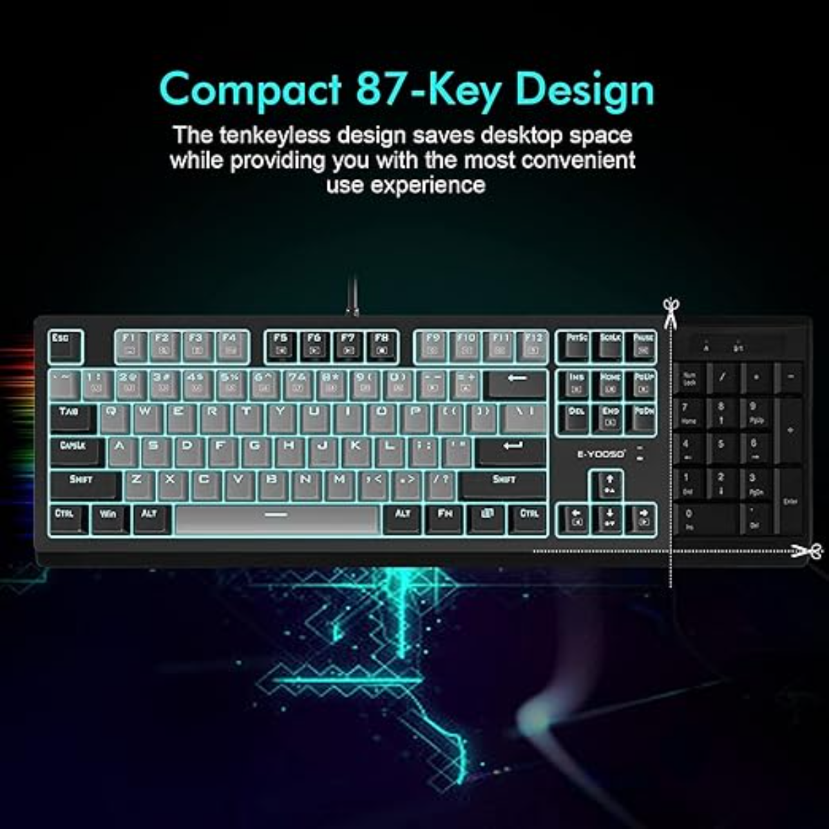 E-YOOSO K620 USB Mechanical Gaming Keyboard Wired Blue Switch - Black and Gray