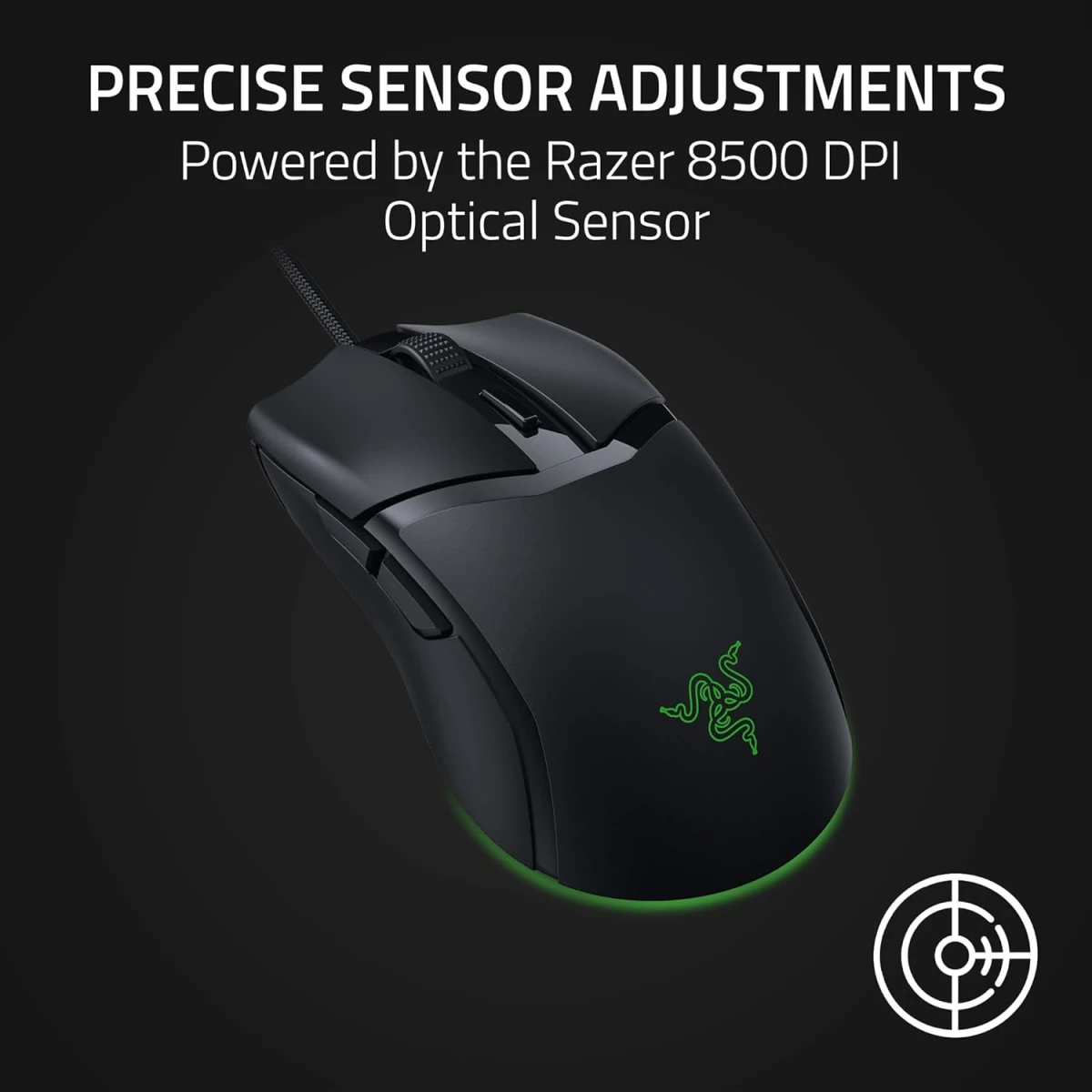 Razer Cobra Wired 58g Lightweight Gen-3 Optical SwitchesChroma RGB Lighting with Underglow Precise 8500 DPI Speedflex Cable - Black
