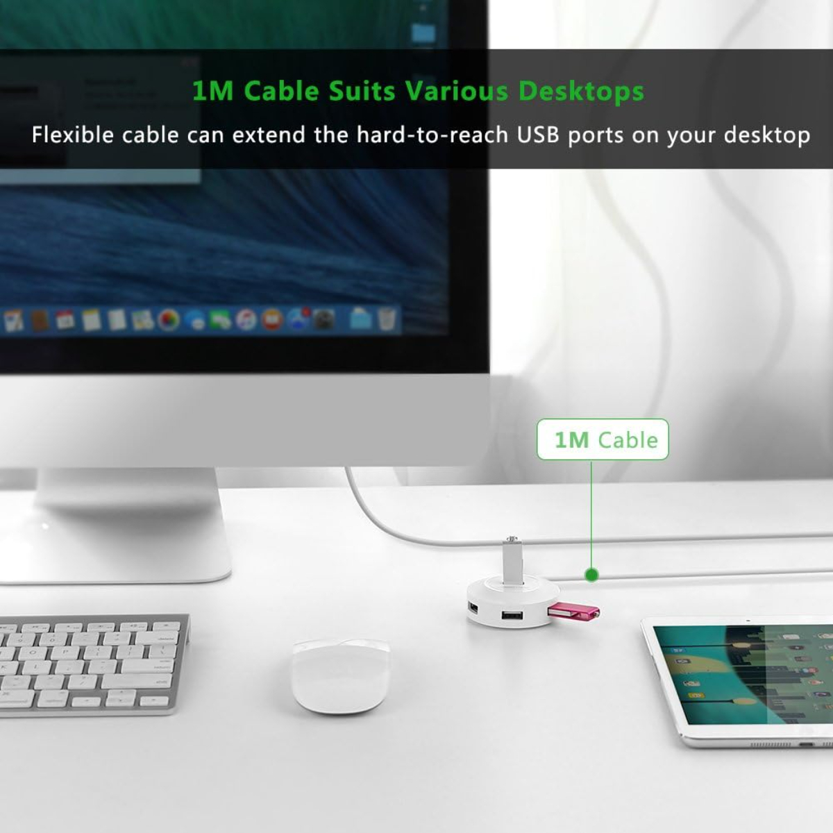 Ugreen 20270 USB 2.0 Hub 4 Ports white for Your PC, Cell Phones, eReaders, Tablets (White)