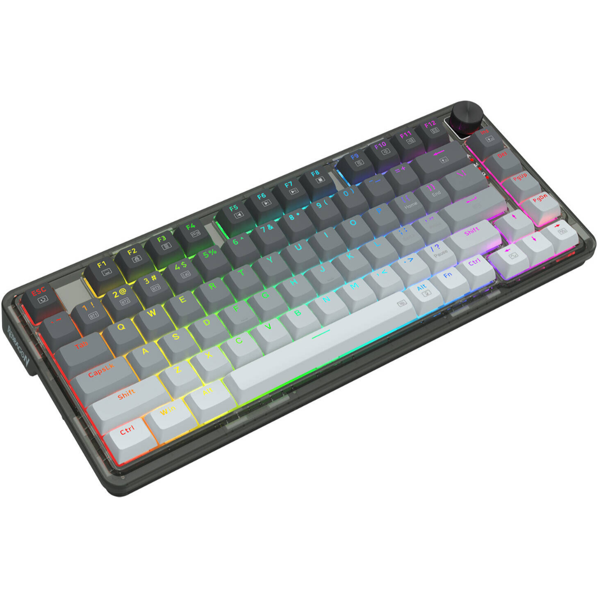Redragon K673GG-RGB-PRO Ucal Pro Mechanical Keyboard, Wired, Wireless, 84 Basic Keys, USB, Bluetooth, 2.4 GHz Adapter, Full - Anti-Ghosting, Gray/ Black | K673GG-RGB-PRO