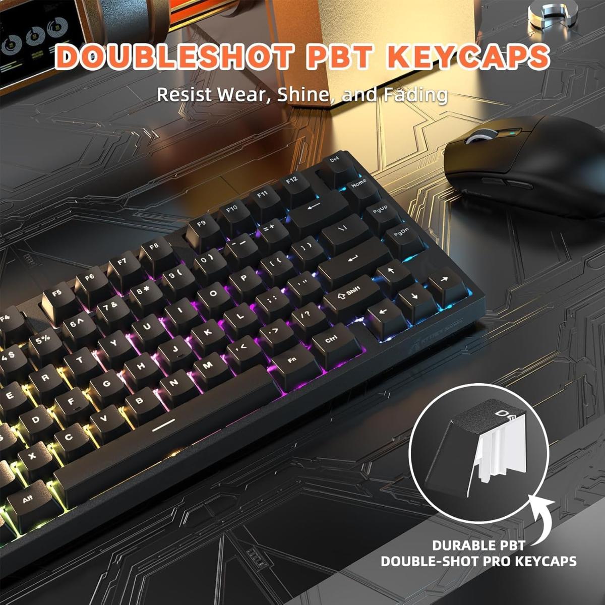 ATTACK SHARK R82 HE Rapid Trigger Wired Mechanical Gaming Keyboard TKL NKRO with 8K Polling,0.005mm RT Accuracy,256K Scan Rate,5 Layer Sound Damped,Hall Effect Magnetic Switch,Driver for PC Mac(Black)