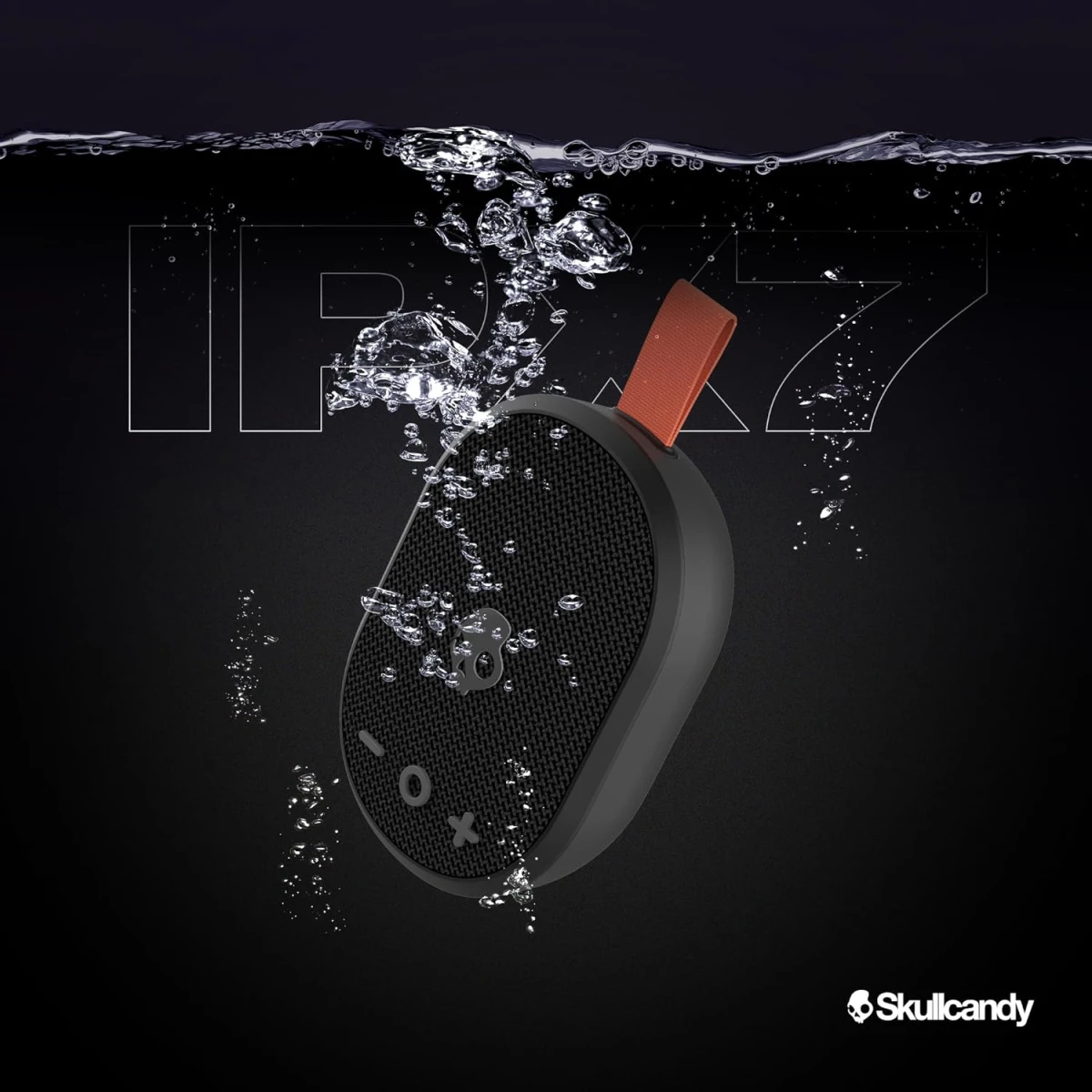 Skullcandy Ounce Wireless Bluetooth Speaker - IPX7 Waterproof Mini Portable Speaker with 16 Hour Battery, Downward Firing Passive Radiator, and Ballistic Nylon Carry Strap - Black