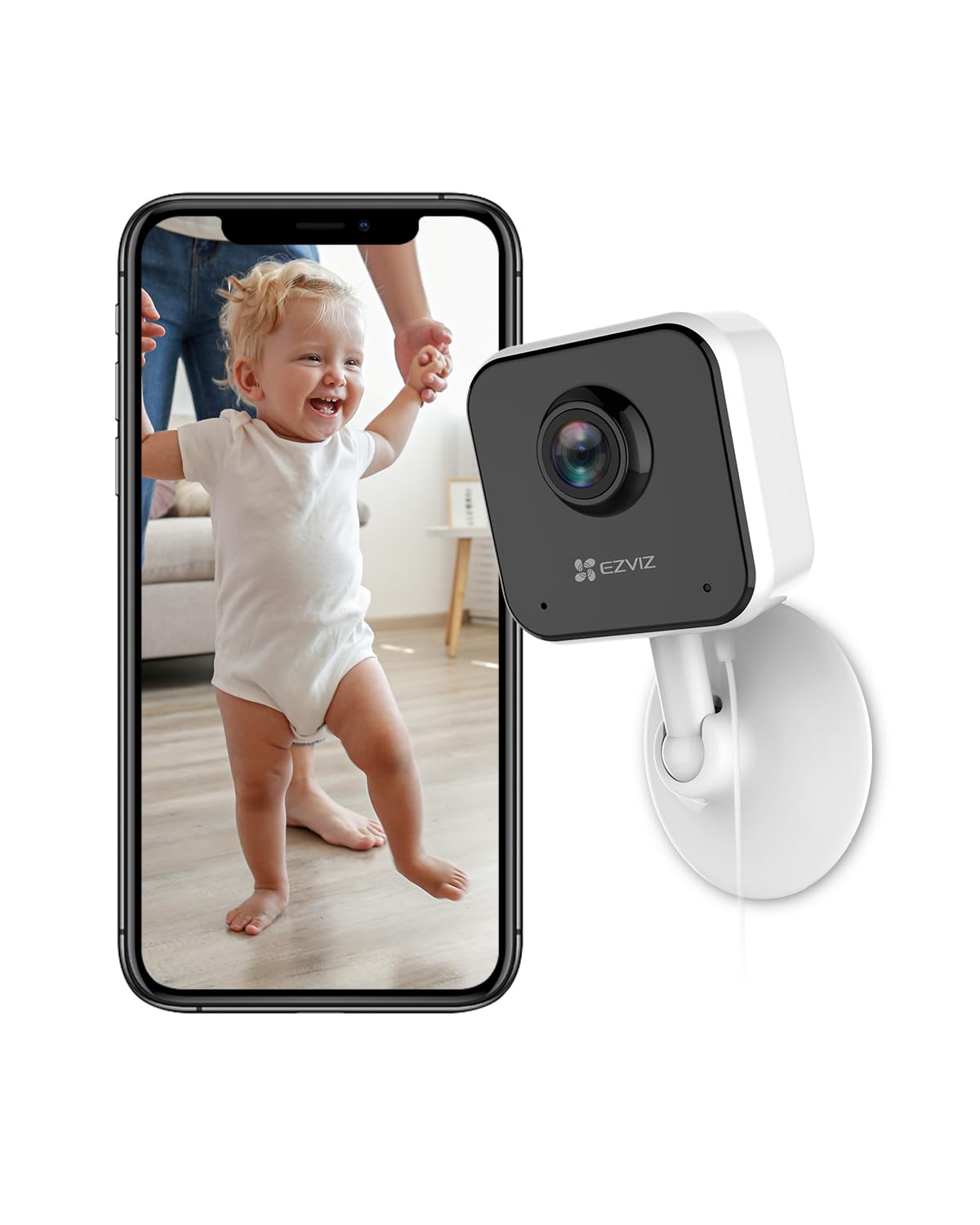 EZVIZ by Hikvision 1080p Wireless Smart Home Camera Night Vision Motion Detection Sound Alerts Privacy Mode Two Way Talk MicroSD Card Upto 512GB Google Assistant & Alexa H1C White