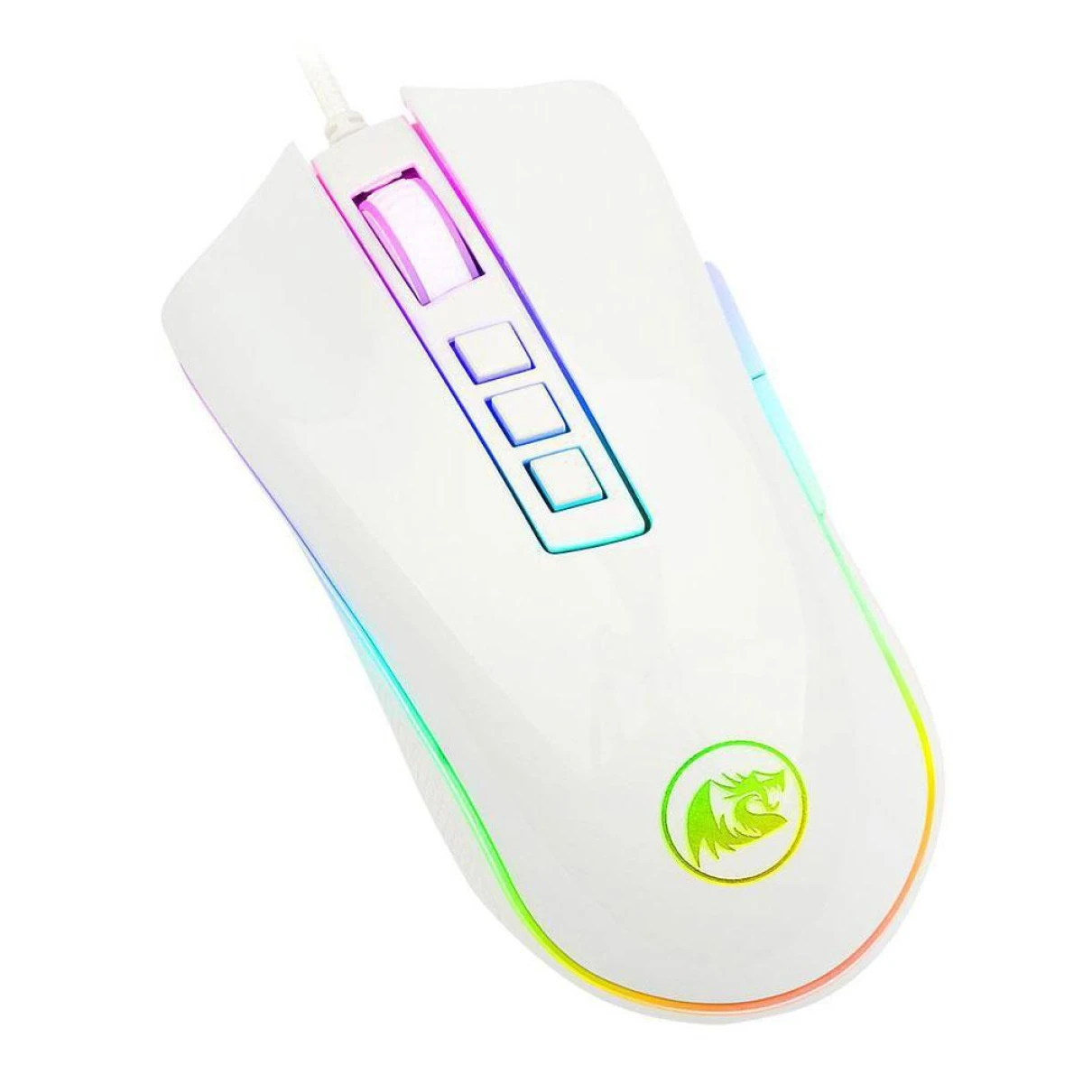 Redragon M711 COBRA Gaming Mouse with 16.8 Million RGB Color Backlit, 10,000 DPI Adjustable, Comfortable Grip, 7 Programmable Buttons - White