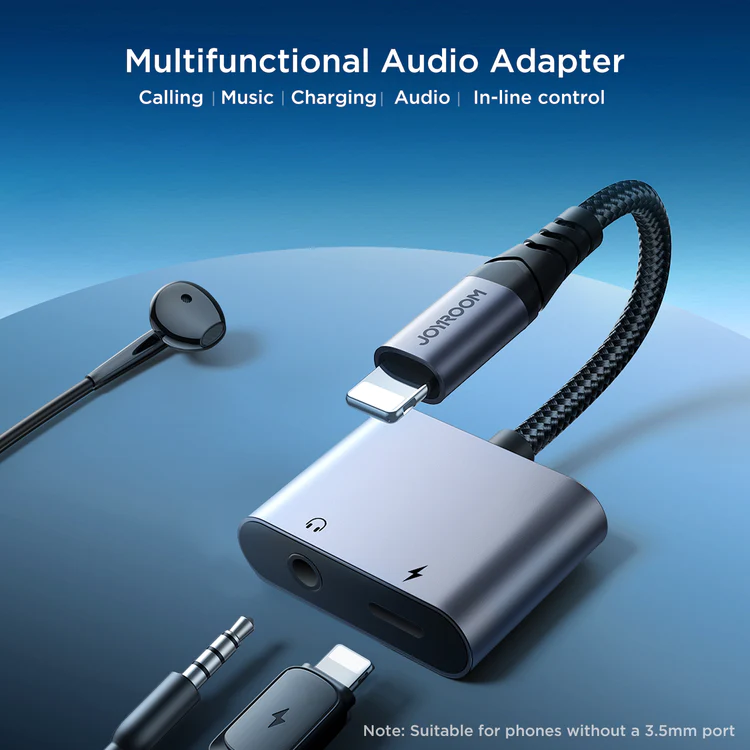 JOYROOM SY-L01 Audio-Transfer Series 2-in-1 Audio Adapter Lightning to 3.5mm+Lightning-Black
