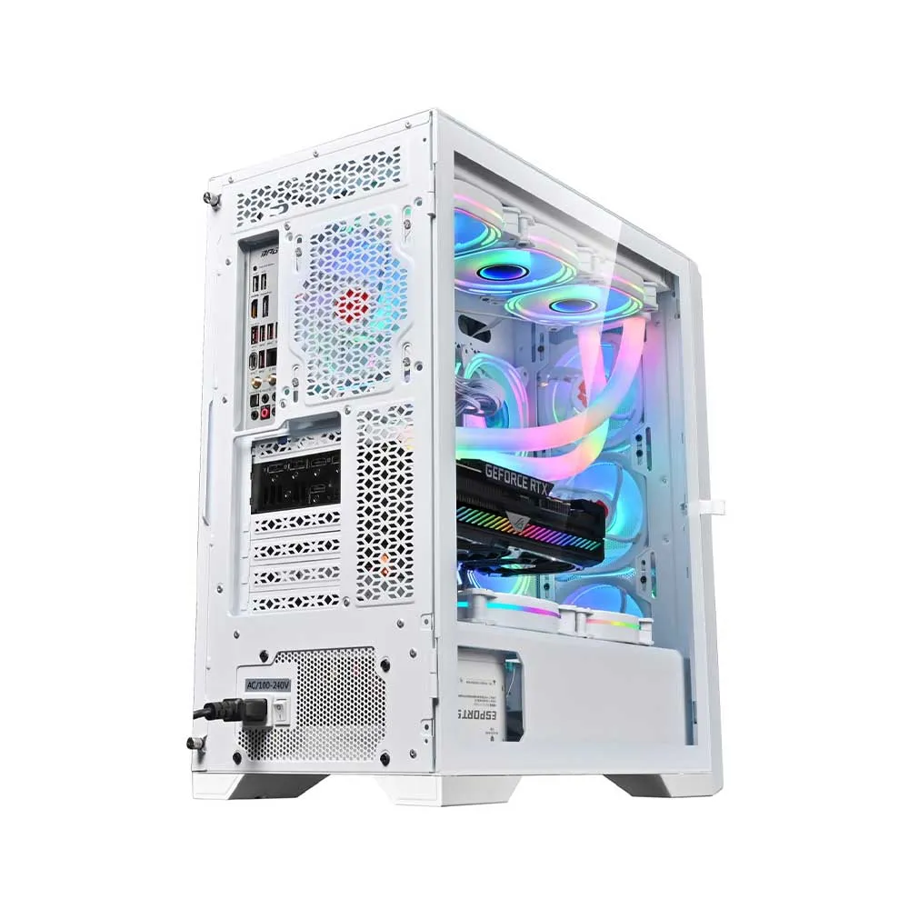 WJCOOLMAN Wanjia 360 Front Mesh +4 RGB Fnas, E-ATX/ATX/M-ATX/MINI-ITX, S360 Radiator, Silent - White  hover