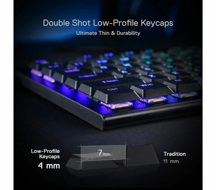 Redragon K622 Horus TKL RGB Mechanical Wired w/Low Profile Keycaps Dedicated Media Control & Linear Red Switch