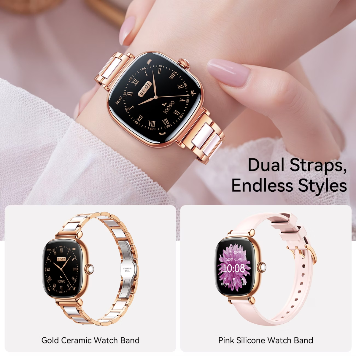 JOYROOM Starlight Series JR-FS1 Smart Watch Bluetooth-Compatible Ceramic Watch (Answer/Make Call)